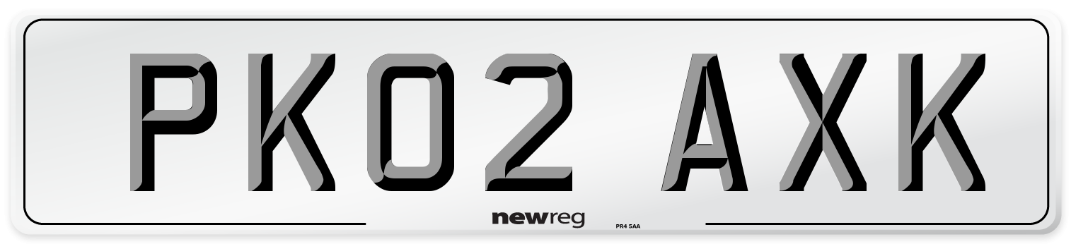 PK02 AXK Number Plate from New Reg